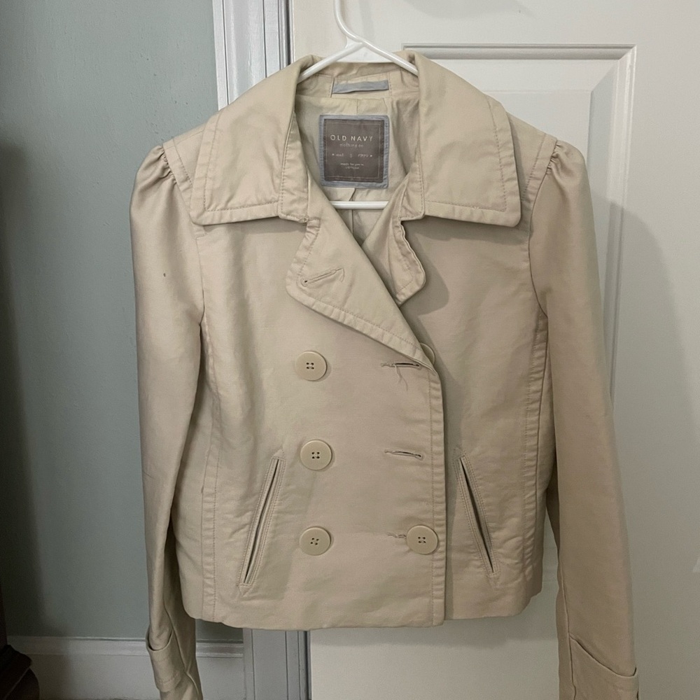 Old Navy Women's Beige Double-Breasted Pea Coat